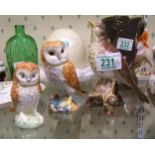 Beswick Songthrush 2308: together with 2 small similar owls(3)