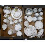 A collection of Hunting and Floral Themed part tea sets (2 trays):