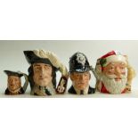 Royal Doulton large character jug Santa Claus D6668: D'Artagnan D6681, London Bobby D6744 and