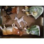 A small mixed lot to include a Beswick Guernsey bull: (leg re-stuck, Royal Doulton grey foal,