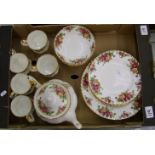 Royal Albert Old Country Roses dinner and tea ware: Tea pot, dinner plates, side plates, mugs and