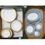 A mixed collection of Minton , Coalport and Wedgwood dinner ware to include: Gilded dinner plates,