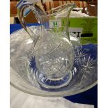 Large Cut Glass Crystal Quality Wash Bowl & Jug: