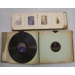 A Victorian photo album: to contain approx 30 seperate portraits plus several vintage 78's in folder