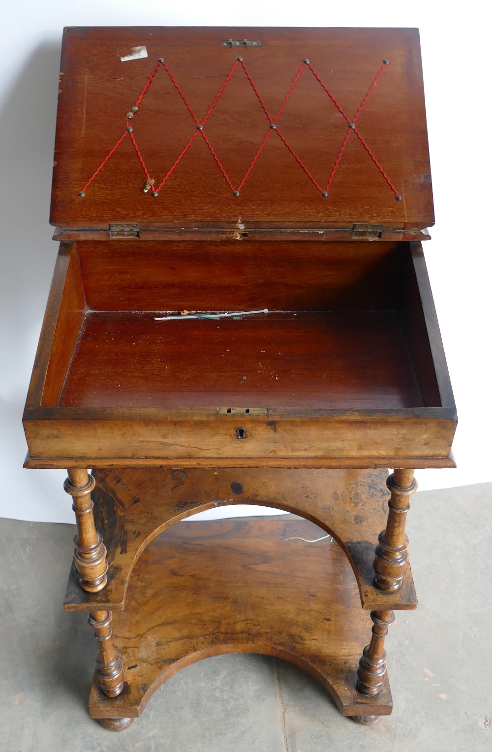 Victorian Walnut Ladies Knee Hole Desk: - Image 2 of 5