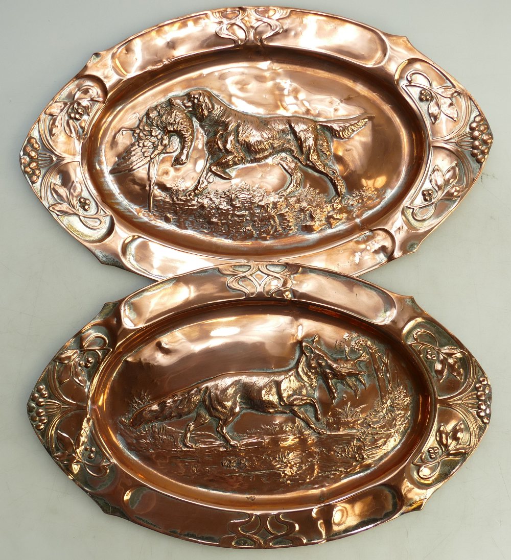 Arts & Crafts hand beaten Copper Trays: