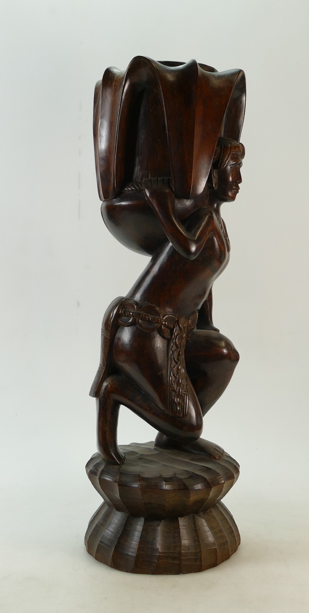 Large Polynesian wood carving: Wood carv - Image 3 of 6