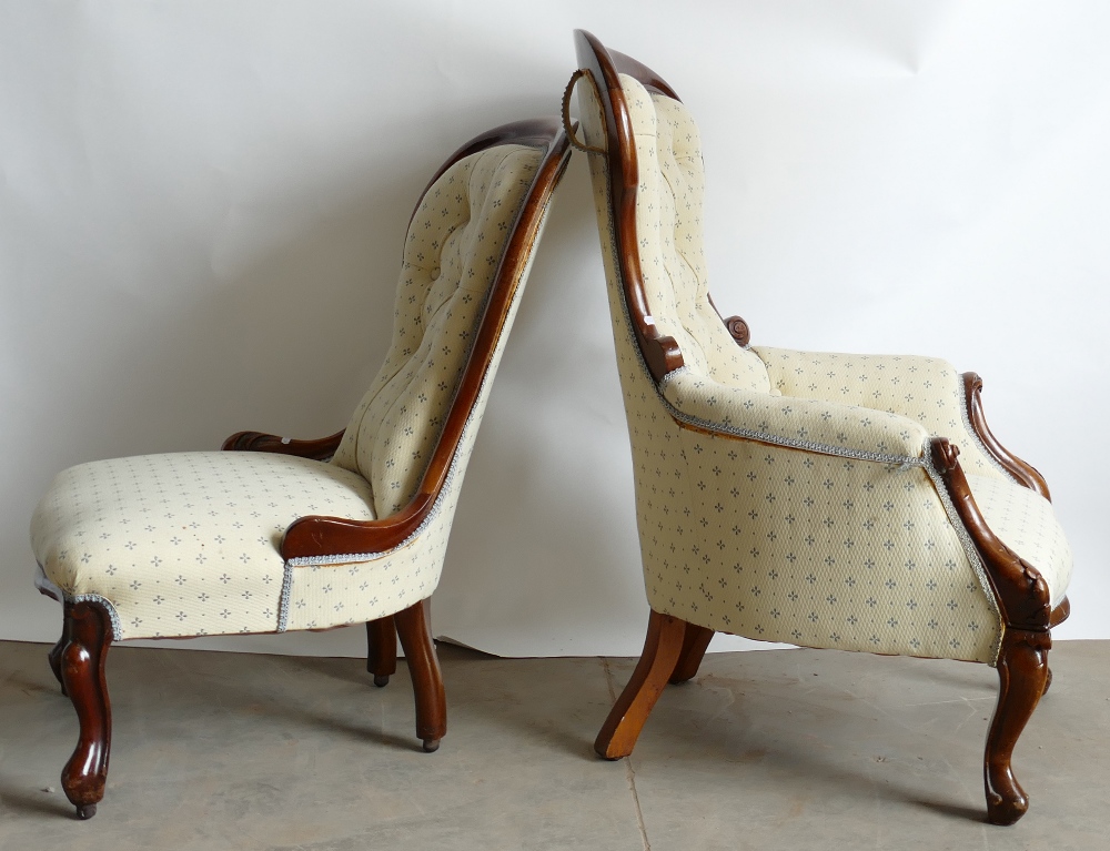 Victorian Ladies and Gents Parlour Chair - Image 4 of 4