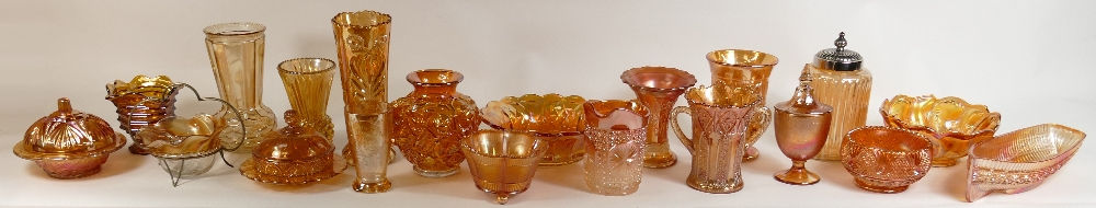 A collection of Orange Carnival Glass It