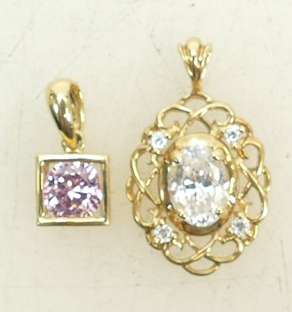 Two 14ct gold Pendants: Two hallmarked 1