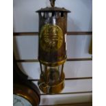 Brass miners lamp and a barometer