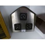 Three Percival pembroke temperature gauges set within a brushed steel display panel