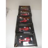 5 boxed 'Hotwheels' 1:43 scale F1 Ferrari racing cars.