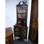 An Edwardian corner display cabinet with inlay 76.5cms