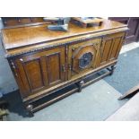 1930 Oak sideboard with carved decoration and raised back, 167cm