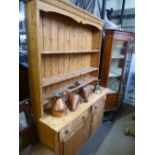 An old stripped pine dresser and rackback 120cms