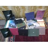 Two cartons of car brochures and similar relating to Rolls Royce, Aston Martin, Bentey and Bristol