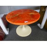 Mid 20th Century tulip based coffee table by Lusch Erzeugnis: Orange marble effect plastic top