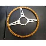 Vintage wooden & chrome car steering wheel 38cm Diameter