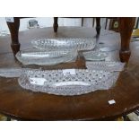 Six vintage clear glass flower boats to include Sowerby examples