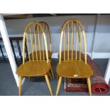 4 Ercol light elm and beech Windsor Quaker dining chairs