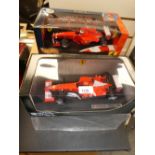 2 boxed ' Hotwheels' 1:18 scale Ferrari F1 racing cars