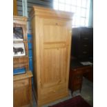 Large single door pine wardrobe with drawer