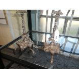 Pair of Victorian silver plated short electric table lamp bases, with leaf & coiling snake decorated