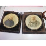 Franz list and Charles Ground miniatures diameter of each 9cm excluding the velvet covered frame