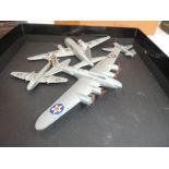 Dinky military and civilian aircraft comprising of Gloster Meteor, Vickers Viking, Hawker Temp 2,