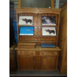 An old stripped pine dresser and rackback 120cms