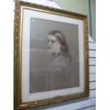 A 19th century pastel portrait of Edith M Byng, indistinctly signed and dated overleft 1874