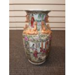 Chinese Canton style vase having panels of decoration