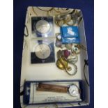 Assorted items: to include watches, enamel badges, coins, etc