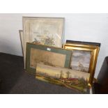 Pair of antique oils by GH Cole Snr, a selection of prints and other pictures