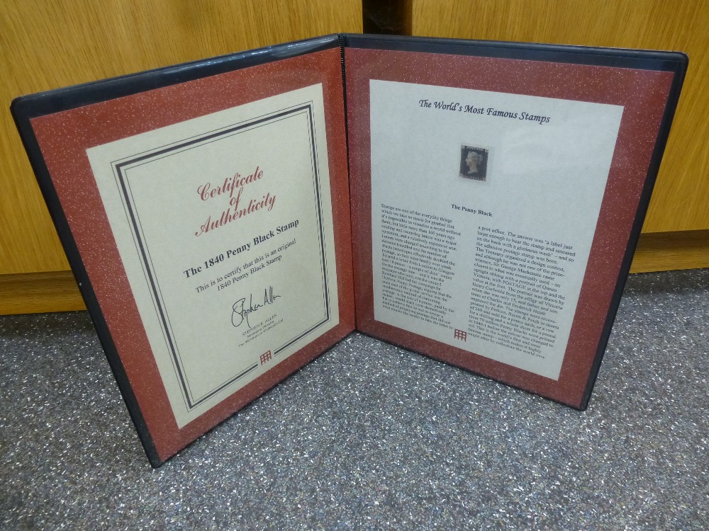 Wminster Collection Ltd; Penny Black stamp, in a black leatherette folder, with signed certificate - Image 2 of 4