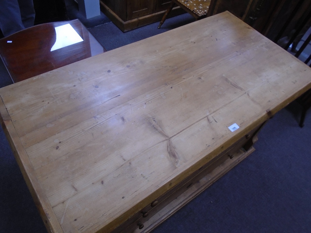 Old Continental pine ch having three long drawers on bun feet, 125cm - Image 2 of 2