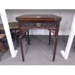 1920s Mahogany envelope card table by Warings having one drawer, 55.5cm