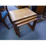 N of 3 1970s teak coffee tables, 53cm