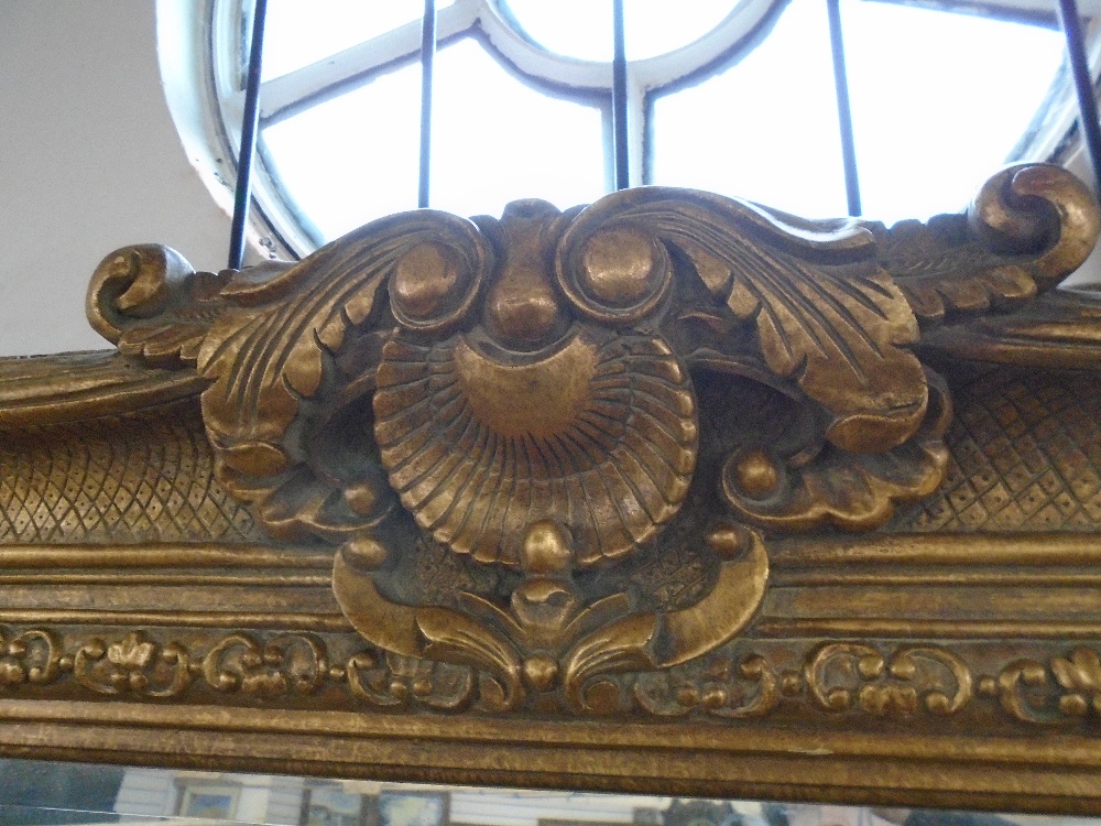 Large modern gilt frame mirror with ornate frame - Image 2 of 2