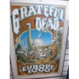 Framed grateful Dead - Europe 1990 poster by Rick Griffin 95 x 63cm