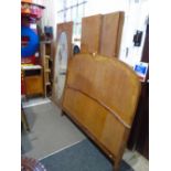 A 1920's French inlaid bedroom suite comprising of Wardrobe with mirror door, bedstead and marble