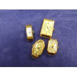 Three early 20th Century ladys wristwatches with yellow coloured metal cases, Continental marks,