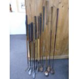 A Quantity of hickory shafted golf clubs and others