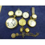 Collection of pocket watches and vintage wristwatches including a Temp pocket watch in a rolled gold