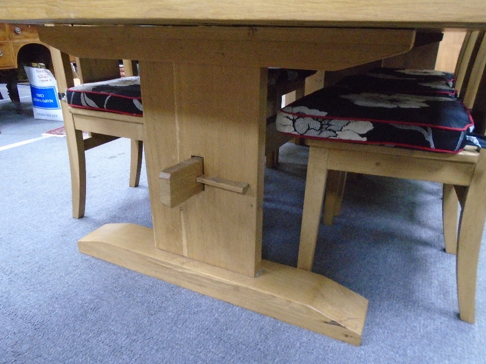 Contemporary oak refectory table and a set of six oak dining chairs by - Image 4 of 4