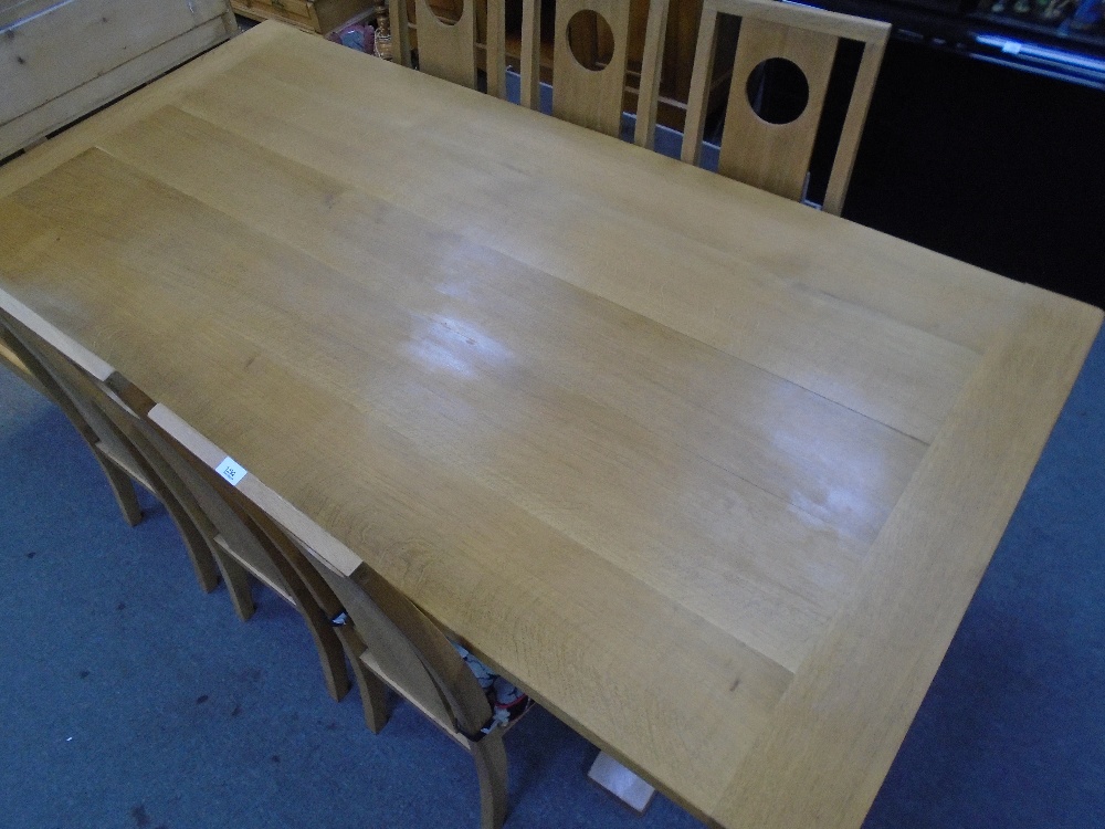 Contemporary oak refectory table and a set of six oak dining chairs by - Image 2 of 4