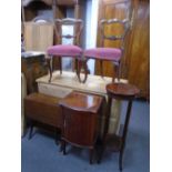 Pair of Victorian rosewood dining chairs, Sutherland table and two other items