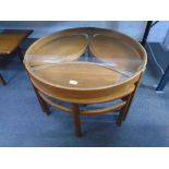 Nathan teak coffee table with smoked glass top and n of three oval tables