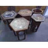 5 various Syrian moorish inlaid tables A/F